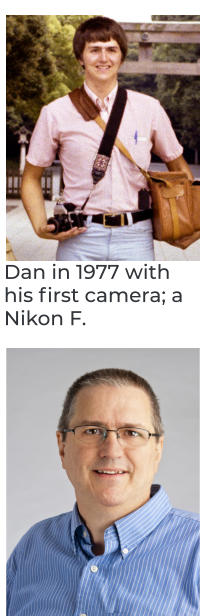 Dan in 1977 with his first camera; a Nikon F.